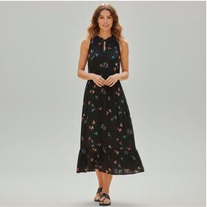 Old Navy Black Floral Sleeveless Tiered Ruffle Maxi Dress Size Medium Bohemian